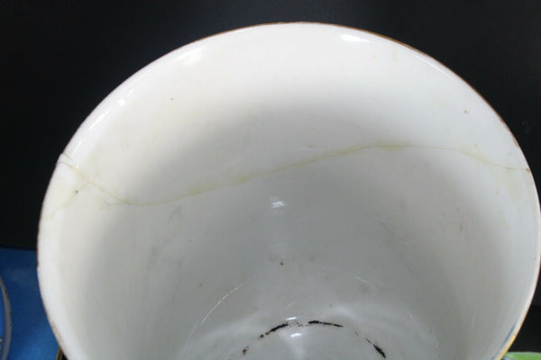 PAIR antique french vieux paris planter vase jardiniere on plate