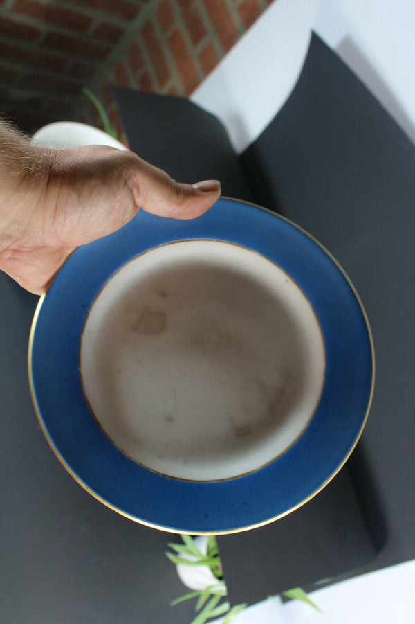 PAIR antique french vieux paris planter vase jardiniere on plate