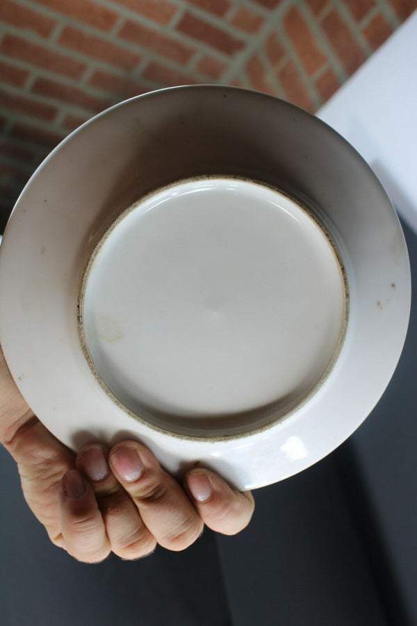 PAIR antique french vieux paris planter vase jardiniere on plate