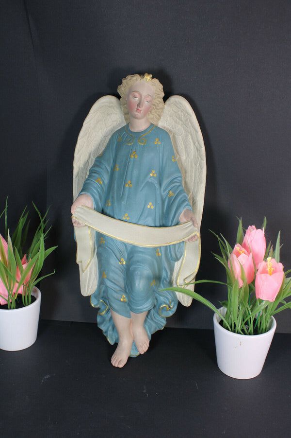 Antique French chalkware wall angel figurine religious