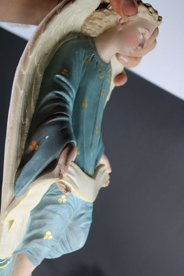 Antique French chalkware wall angel figurine religious