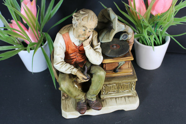 Italian capodimonte porcelain Statue music box gramophone real music playing