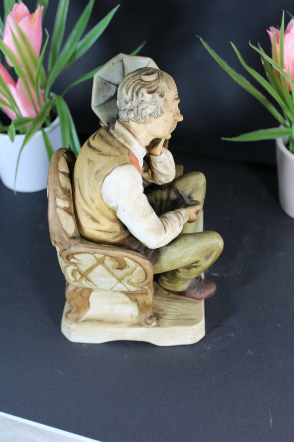 Italian capodimonte porcelain Statue music box gramophone real music playing