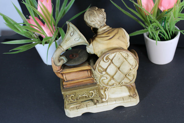 Italian capodimonte porcelain Statue music box gramophone real music playing