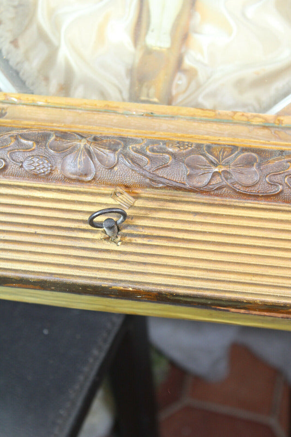 Antique Religious Wall Panel crucifix with music box rare