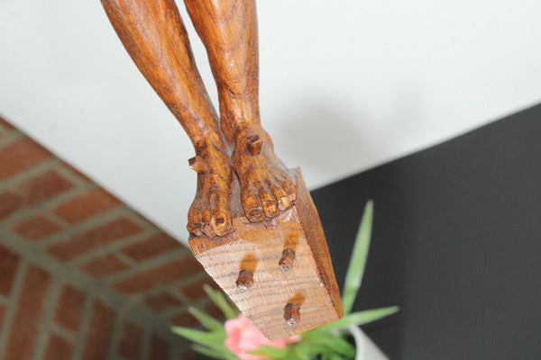 Gorgeous antique wood carved christ jesus figurine 19.6