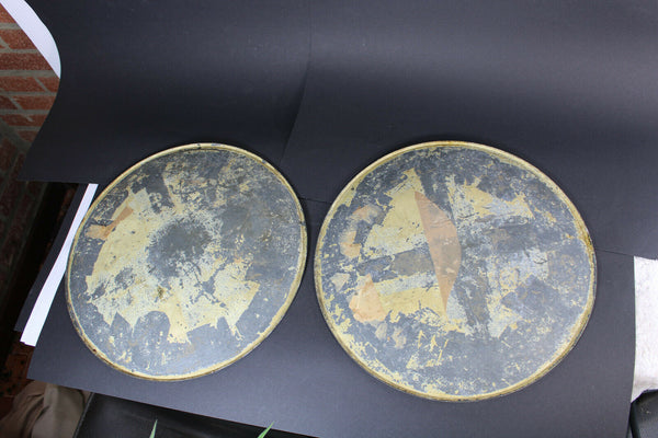 Antique PAIR Metal plates oil paintings by ALbert de Gesne hunting signed