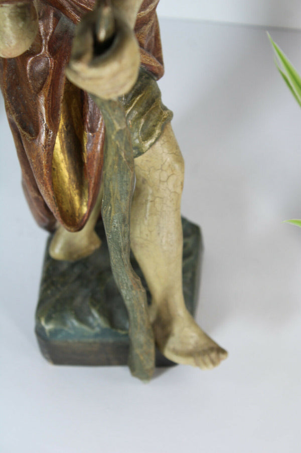 German Wood carved religious saint Christopher 1950 religious