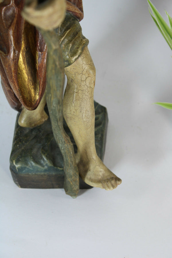 German Wood carved religious saint Christopher 1950 religious