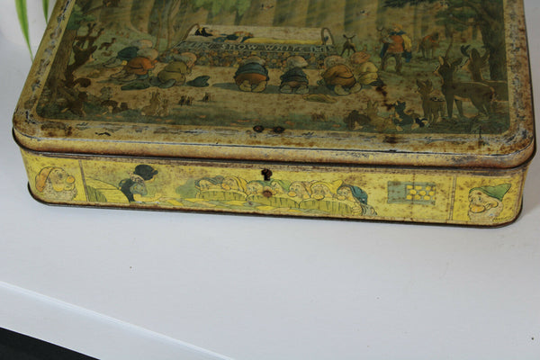 Rare Walt Disney Biscuit Tin box Snow White Dwarfs 1930 belgian Disneyana