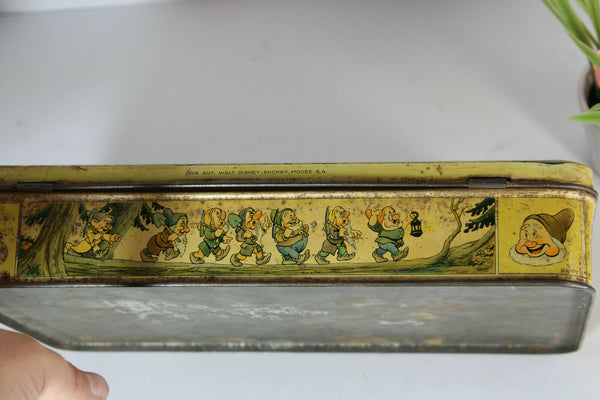Rare Walt Disney Biscuit Tin box Snow White Dwarfs 1930 belgian Disneyana