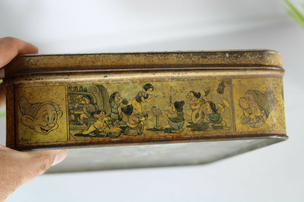 Rare Walt Disney Biscuit Tin box Snow White Dwarfs 1930 belgian Disneyana