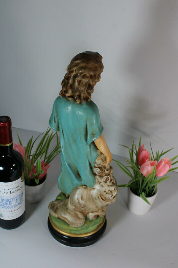 Antique French chalkware religious statue of young jesus
