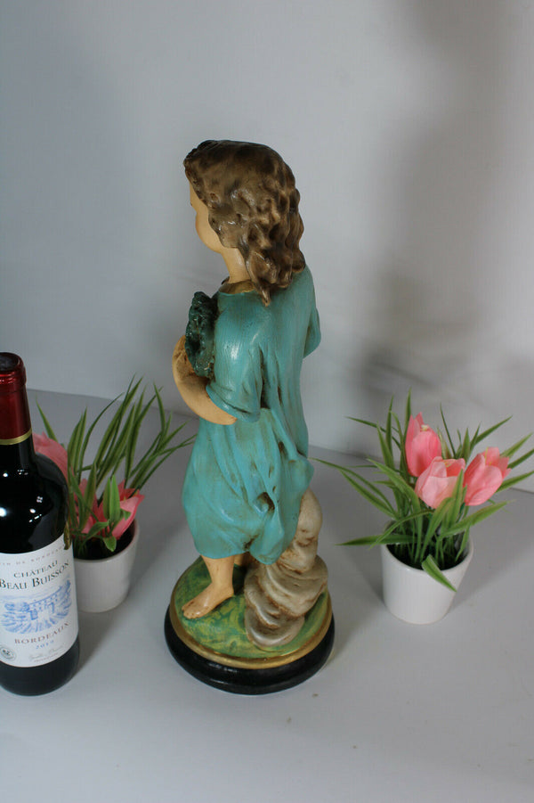 Antique French chalkware religious statue of young jesus