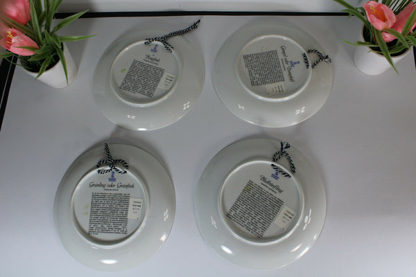 Set 4 Kaiser West germany porcelain birds plates hand paint signed