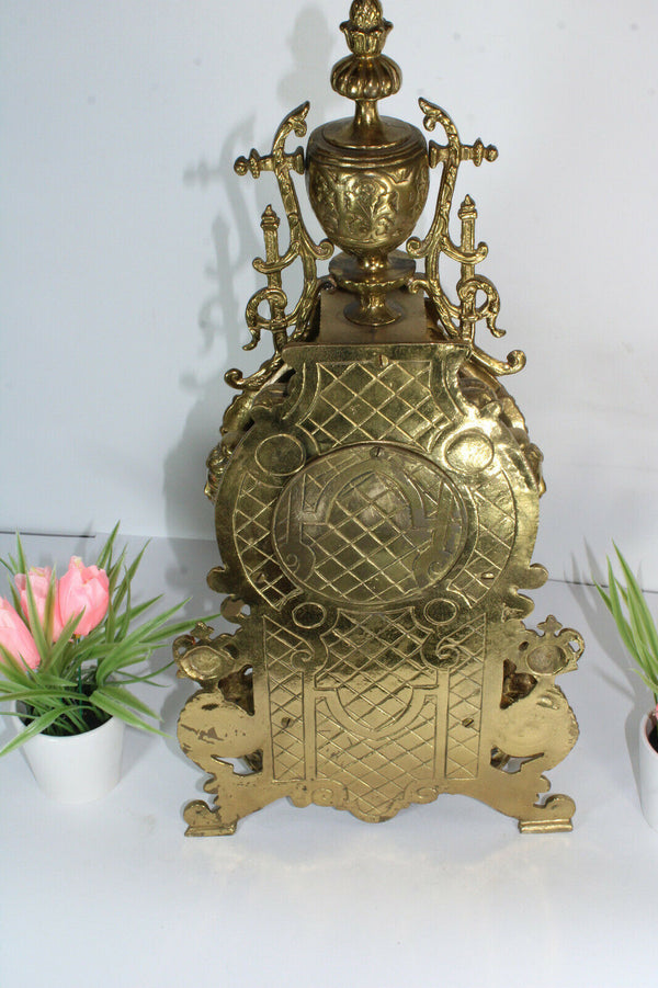 Vintage Bronze clock lions caryatid putti head clock