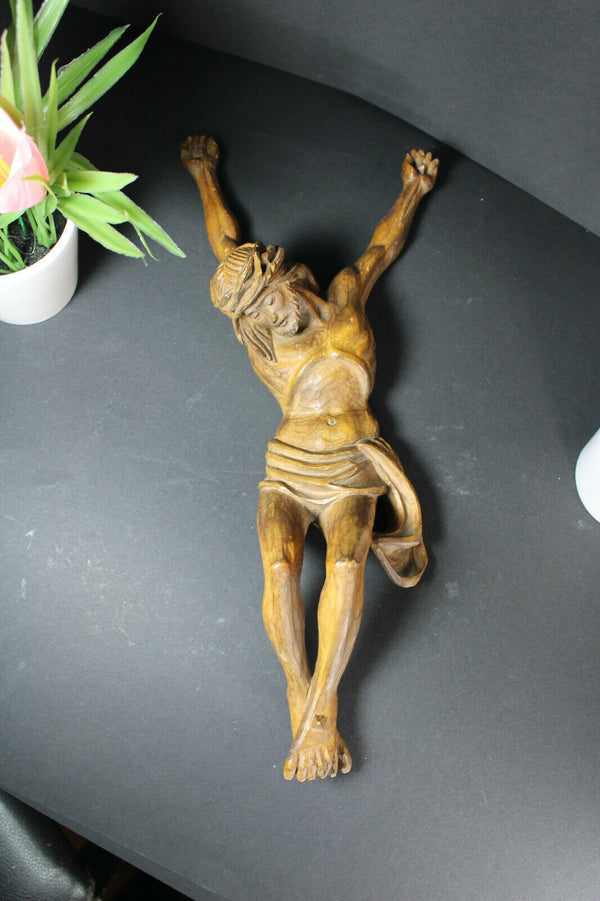 Antique french wood carved jansenism Christ for crucifix religious