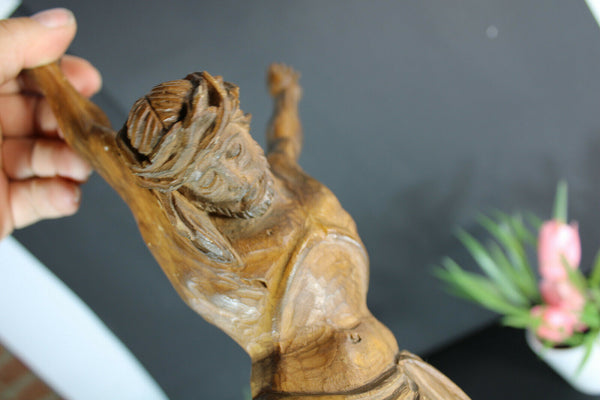 Antique french wood carved jansenism Christ for crucifix religious