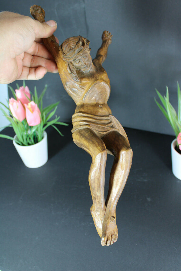 Antique french wood carved jansenism Christ for crucifix religious