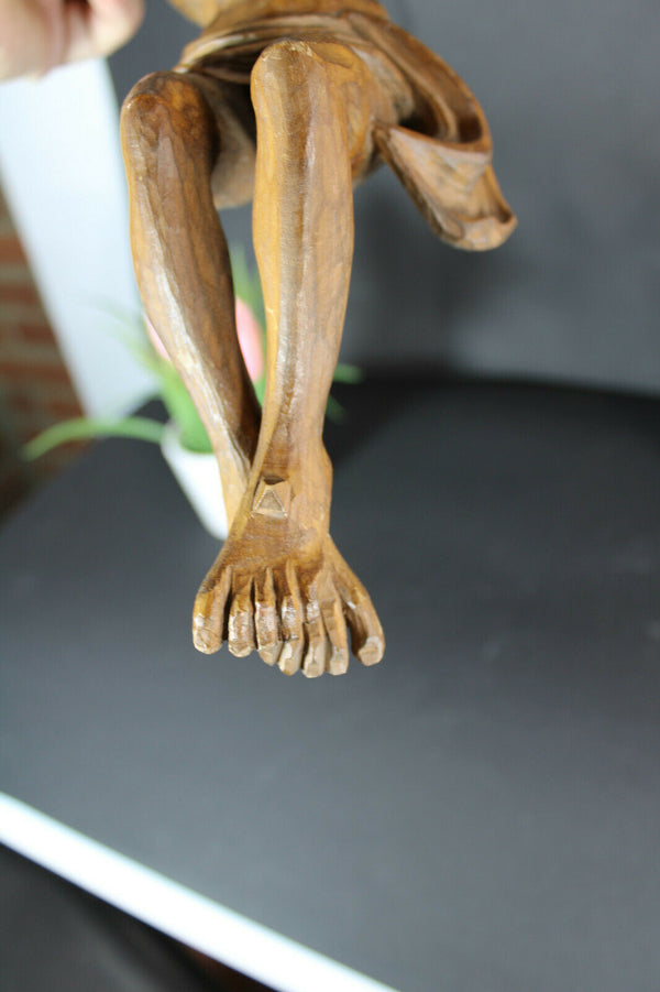Antique french wood carved jansenism Christ for crucifix religious