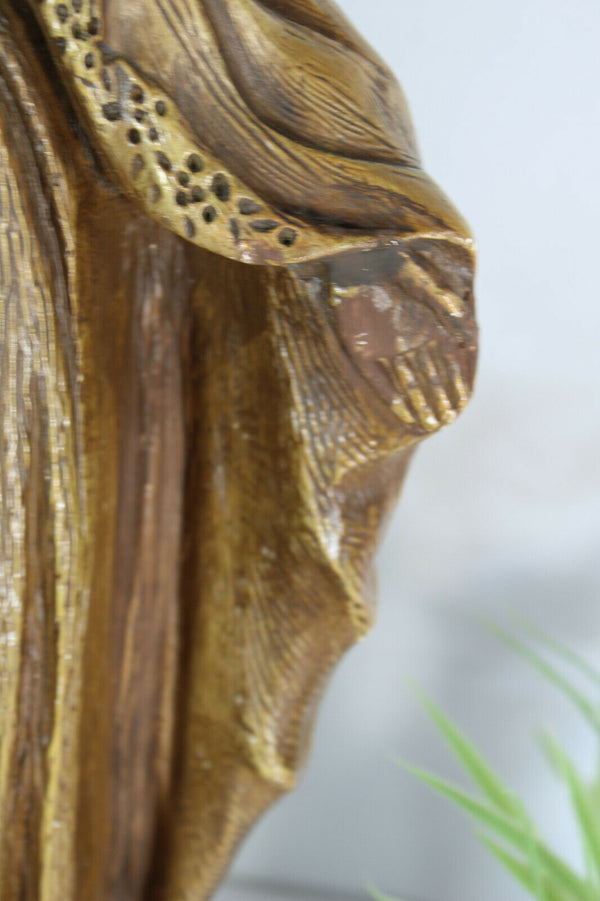 Antique Merlini Signed Chalkware XL madonna mary figurine statue religious