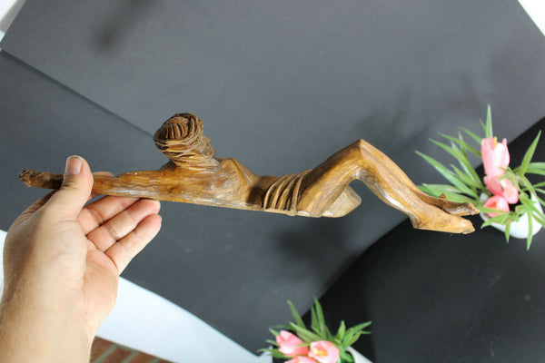 Antique french wood carved jansenism Christ for crucifix religious