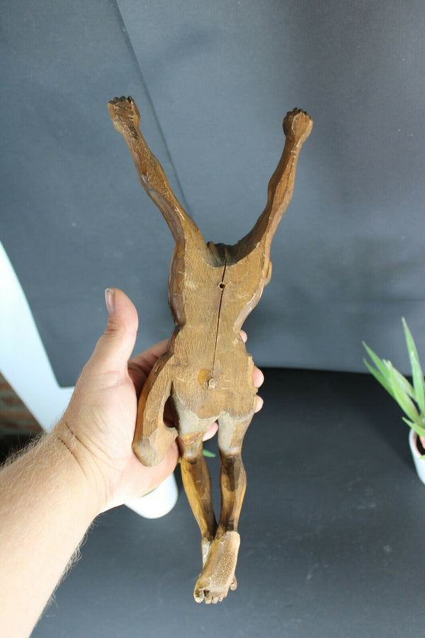 Antique french wood carved jansenism Christ for crucifix religious