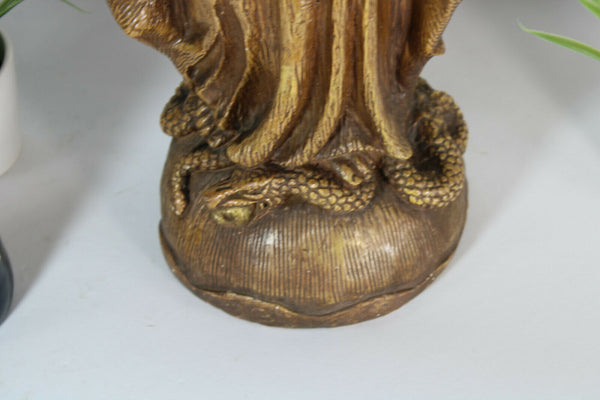 Antique Merlini Signed Chalkware XL madonna mary figurine statue religious