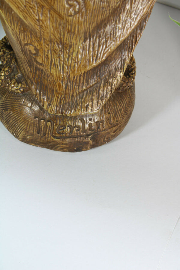 Antique Merlini Signed Chalkware XL madonna mary figurine statue religious