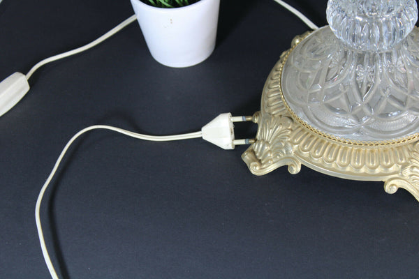 XL Vintage German Crystal glass Brass table lamp glass drops rare