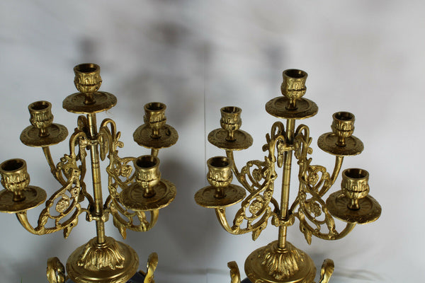 XL pair vintage porcelain faience Romantic candelabras candle holders