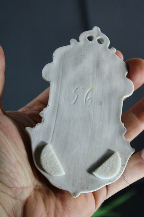 Antique small 19thc vieux paris porcelain holy water font pieta religious