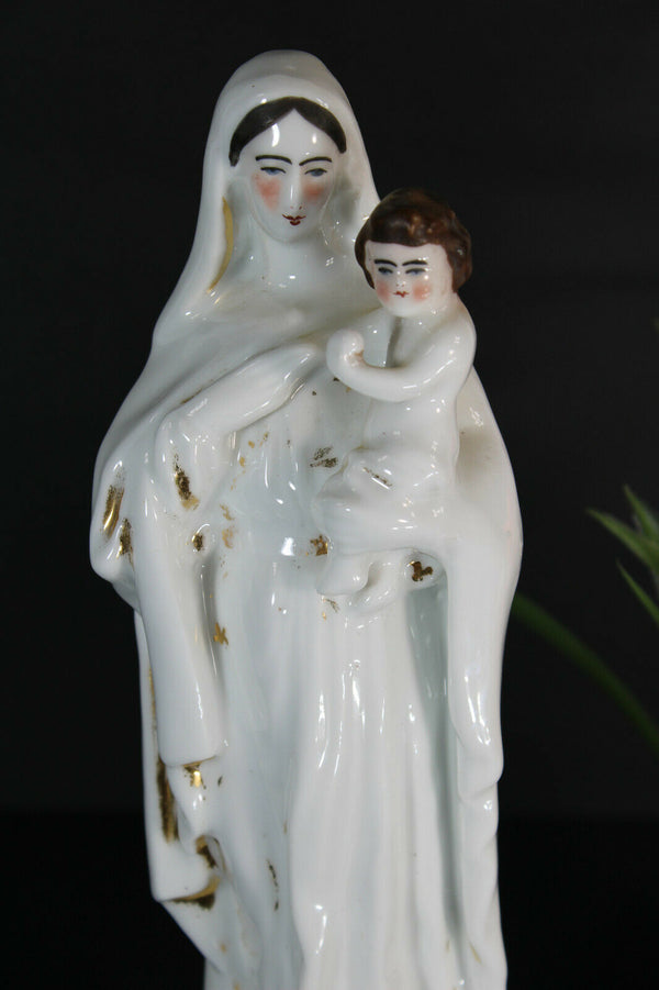 Antique french vieux paris porcelain madonna figurine