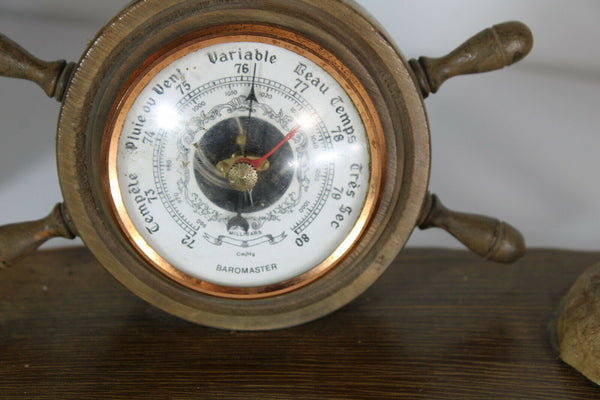 Vintage French breton wood carved figural barometer rare 1950