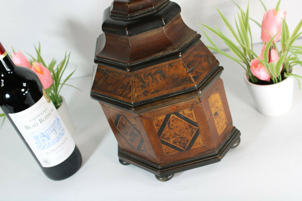 ANTIQUE XL French 18thc Wood carved inlay crucifix bronze christ religious altar