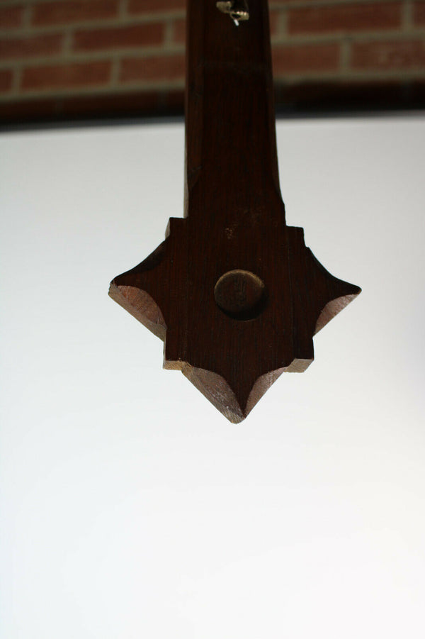 Antique french wood carved crucifix cross religious