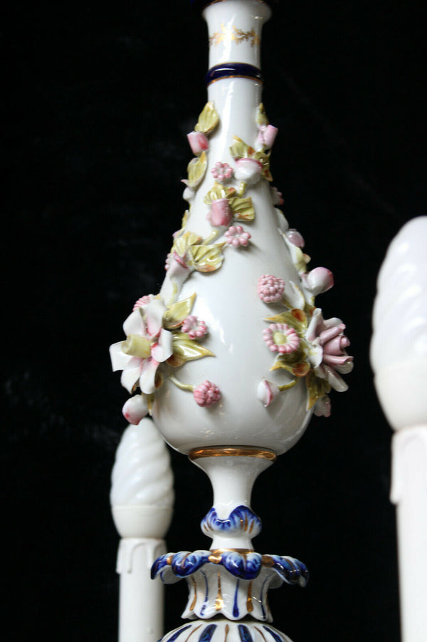 Capodimonte italian porcelain marked 6 arms chandelier floral decor