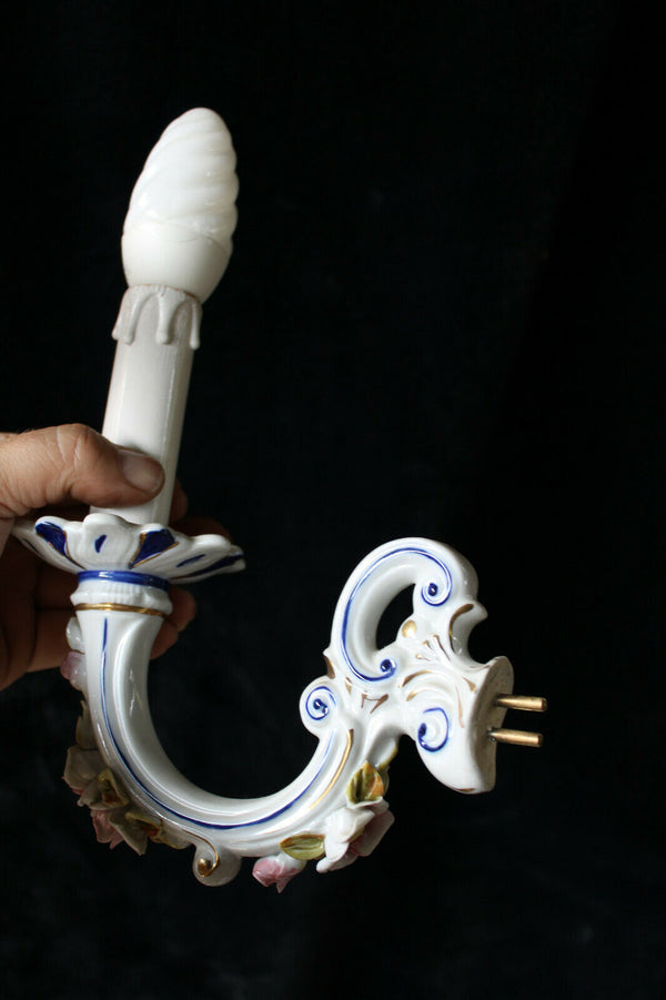 Capodimonte italian porcelain marked 6 arms chandelier floral decor