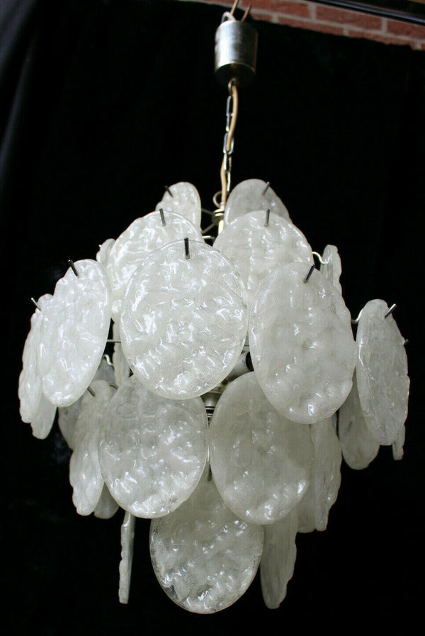 Vintage mid century italian vistosi 36 discs chandelier lamp retro