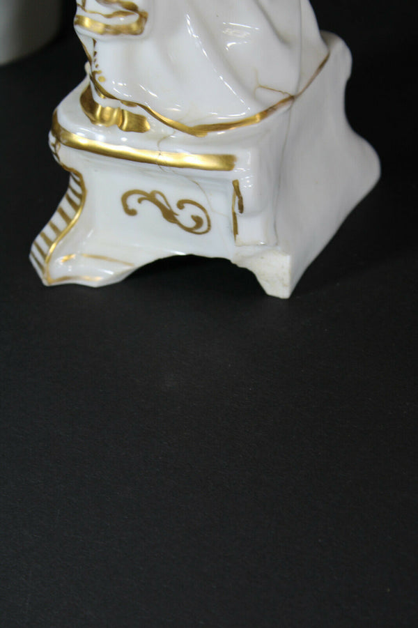 Antique Vieux paris porcelain madonna Figurine statue religious