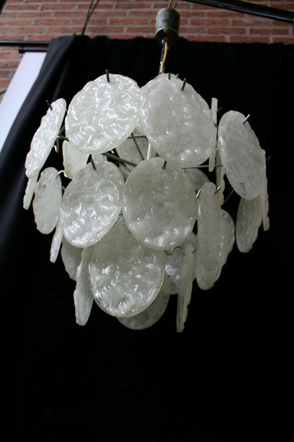 Vintage mid century italian vistosi 36 discs chandelier lamp retro