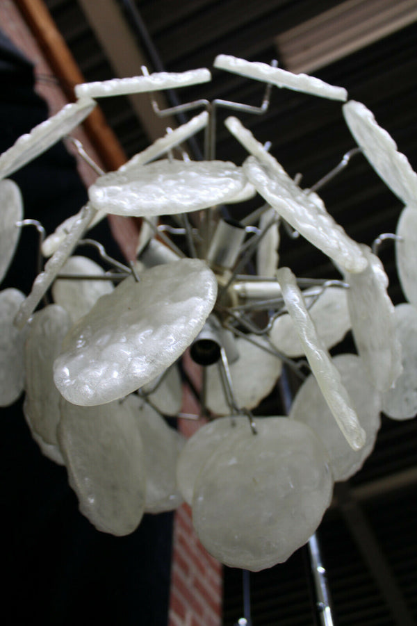 Vintage mid century italian vistosi 36 discs chandelier lamp retro