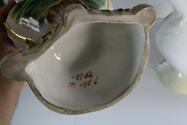 PAIR antique french vieux paris porcelain Vases Romantic Scene hand paint