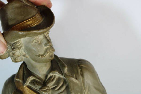 Antique XL Terracotta French hunter dog figurine statue marked