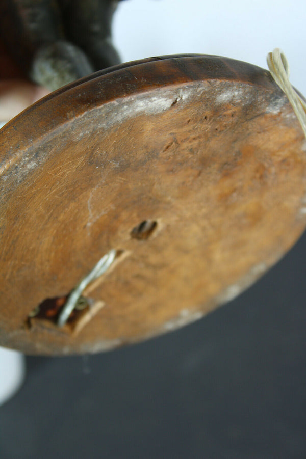 Antique French spelter bronze putti cherub figurine table lamp