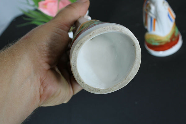 PAIR antique french vieux paris porcelain candle holders figural