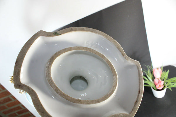 XXL French antique vieux paris porcelain Centerpiece bowl vase dog hunting rare