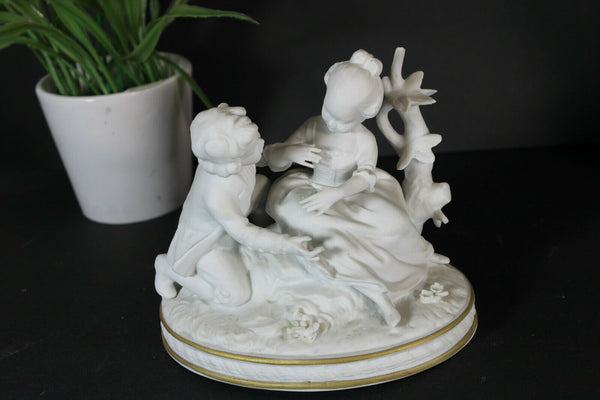 German unterweissbach marked bisque porcelain romantic couple statue
