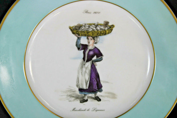 Set 5 Antique vieux paris porcelain plate old french jobs marked