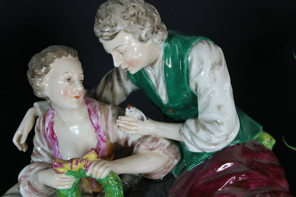 German porcelain Group statue romantic bird marked